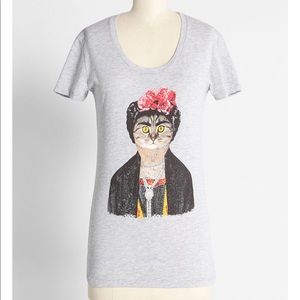 Modcloth Frida Gato (Cat) Graphic Tee Shirt
